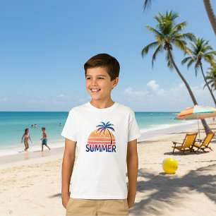 T-shirt Coucher de soleil rétro estival palmier