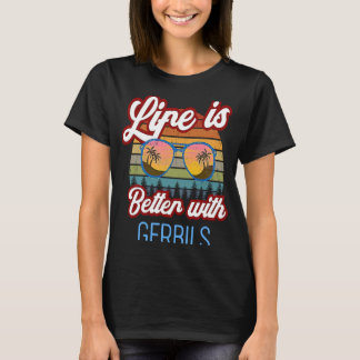 T-shirt Coucher de soleil rétro Gerbil avec Gerbils