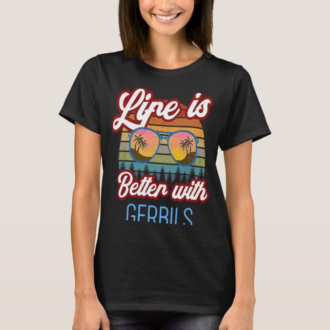 T-shirt Coucher de soleil rétro Gerbil avec Gerbils (Devant)