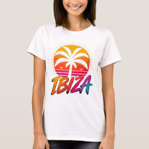 T-shirt Coucher de soleil rétro Ibiza Palmier Vintage