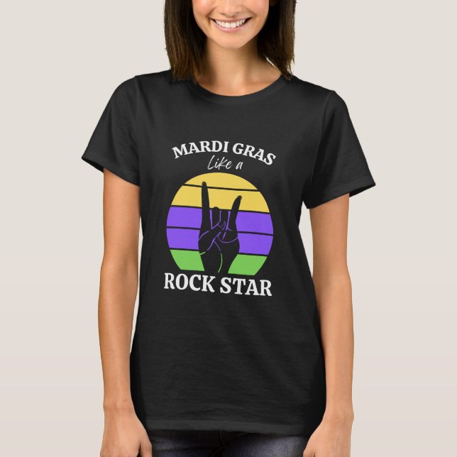 T-shirt Coucher de soleil rétro Mardi Gras Comme une rock  (Devant)