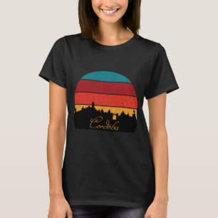 T-shirt Coucher de soleil rétro sur la skyline de Cordoue 