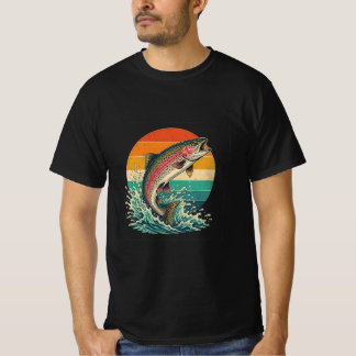 T-shirt Coucher de soleil rétro truite arc-en-ciel