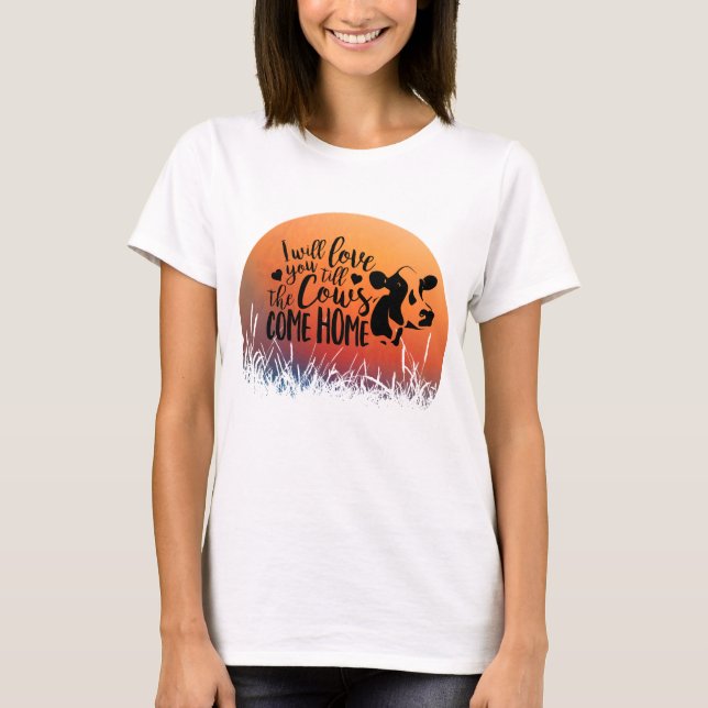 T-shirt Coucher De Soleil Rouge Aimez Jusqu'À Ce Que Les V (Devant)