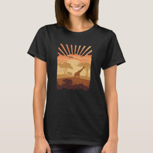 T-shirt Coucher de soleil safari silhouette d'animal bohèm