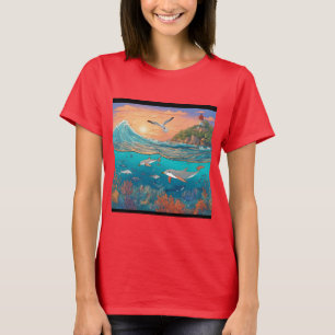T-shirt Coucher de soleil serein au-dessus de l'océan avec