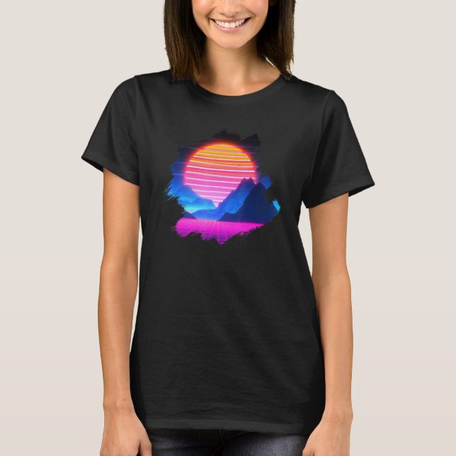 T-shirt Coucher De Soleil Sur Canyon Et Grille Montagnes S (Devant)