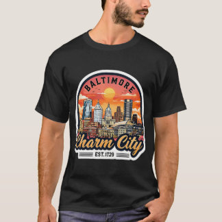 T-shirt Coucher de soleil sur la ligne d'horizon de Baltim