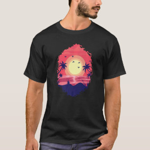 T-shirt Coucher de soleil sur la mer avec des palmiers