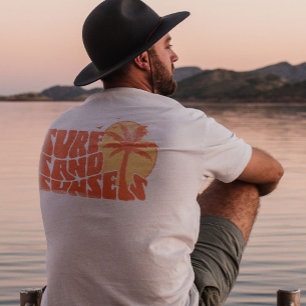 T-shirt Coucher de soleil sur la plage de sable avec palmi