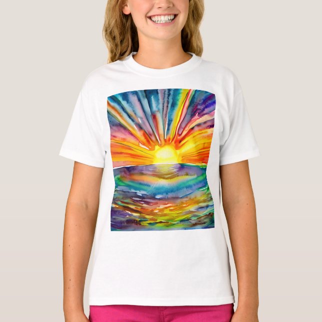T-shirt Coucher de soleil sur la réflexion de l'eau (Devant)