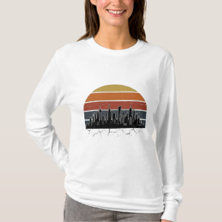T-shirt Coucher de soleil sur la ville rétro des années 80