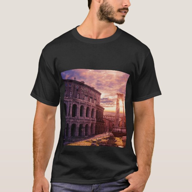 T-shirt Coucher de soleil sur le Colisée de Rome à Rome (Devant)