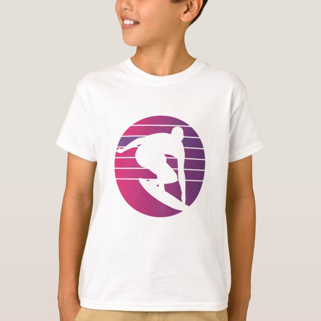 T-shirt Coucher de soleil surfeur Rétro (Devant)