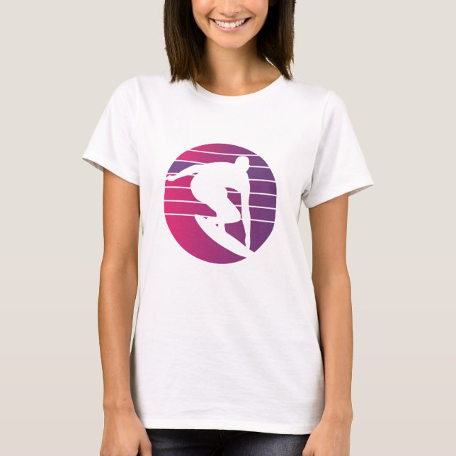 T-shirt Coucher de soleil surfeur Rétro (Devant)
