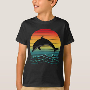 T-shirt Coucher de soleil vintage dauphin océan