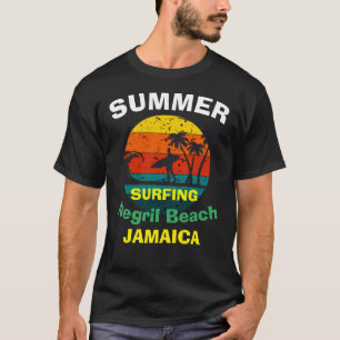 T-shirt coucher de soleil vintage été, surf en negril Jama