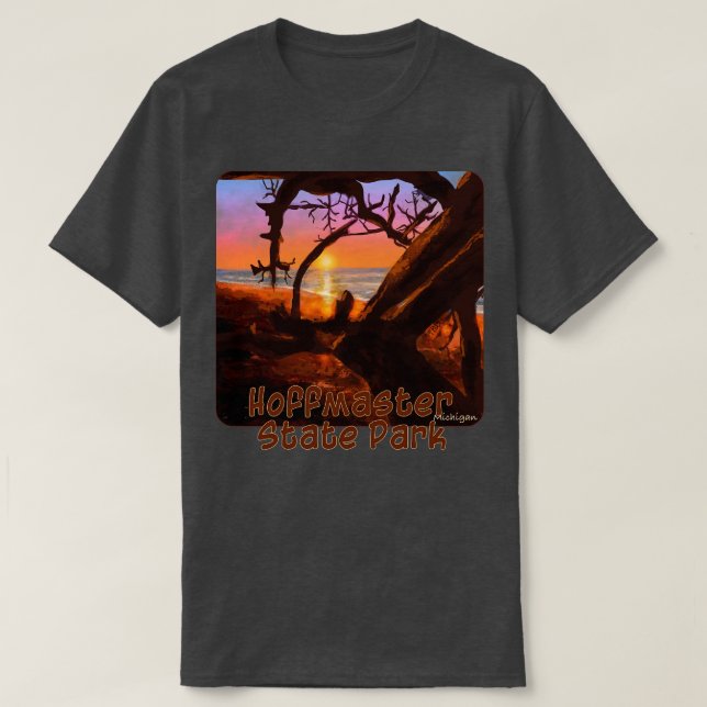 T-shirt Coucher Du Soleil À Hoffmaster State Park Michigan (Design devant)