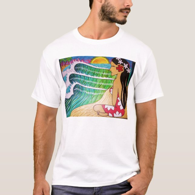 T-shirt Coucher du soleil de fille de Hinano de chemise de (Devant)