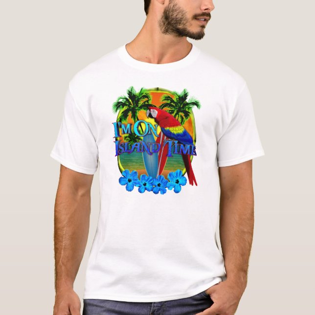 T-shirt Coucher du soleil de temps d'île (Devant)