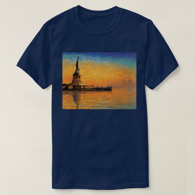 T-shirt Coucher du soleil en île de liberté (Design devant)