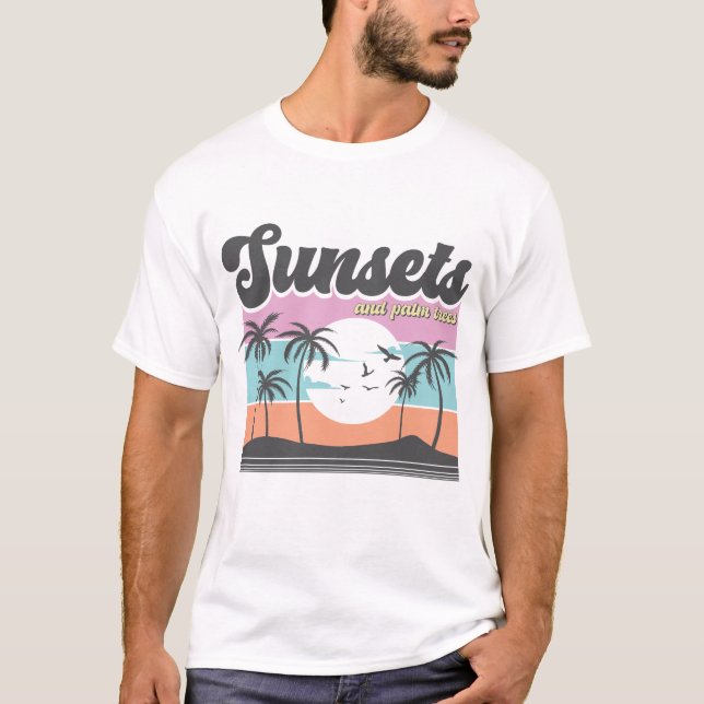 T-shirt Couchers De Soleil Et Palmiers (Devant)