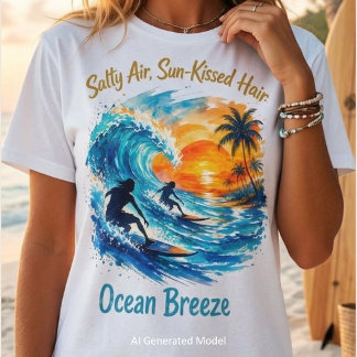 T-shirt Couchers de soleil surfeurs à l'aquarelle – Graphi