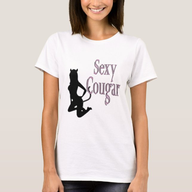 T-shirt cougar dame de silhouette chaude tendance (Devant)