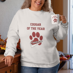 T-shirt Cougar de l'année Drôle rouge foncé