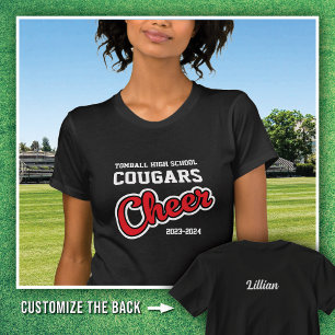 T-shirt Cougars de l'école secondaire Black Tomball Cheer 