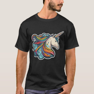 T-shirt Couleur Arc-en-ciel Cute Unicorn Ajouter Une Petit