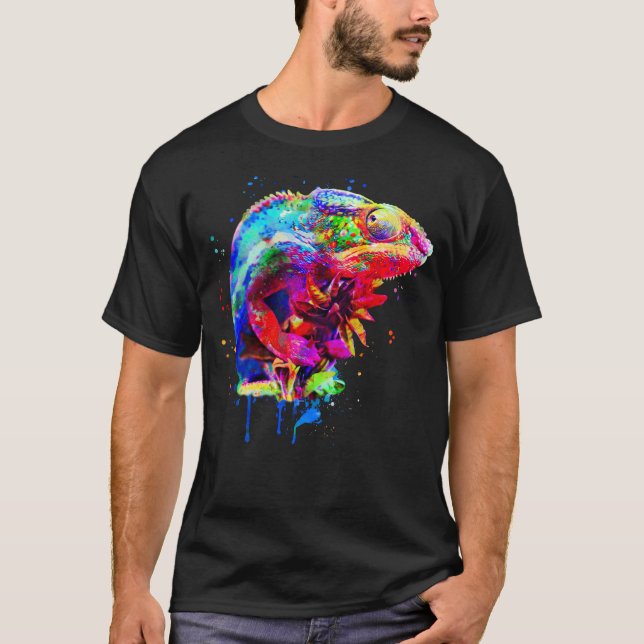 T-shirt Couleur arc-en-ciel de Panther Chameleon (Devant)