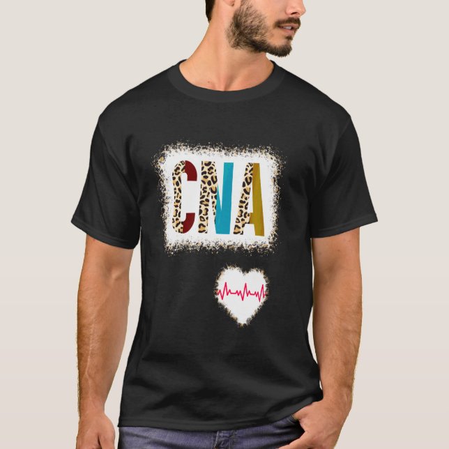T-shirt Couleur Cna Bleu Demi-Leopard Soins coeur pulvéris (Devant)