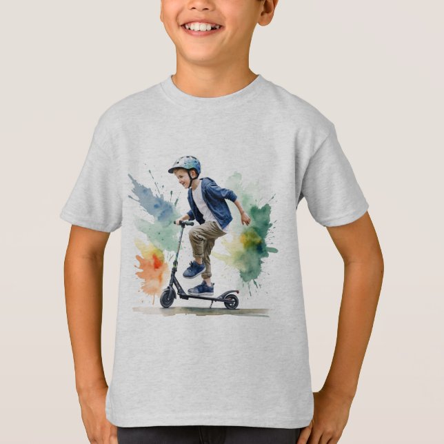 T-shirt Couleur d'aquarelle amusante de Kick Scooter (Devant)