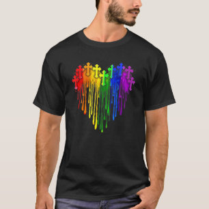 T-shirt Couleur d'aquarelle Lgbt Coeur Chrétien