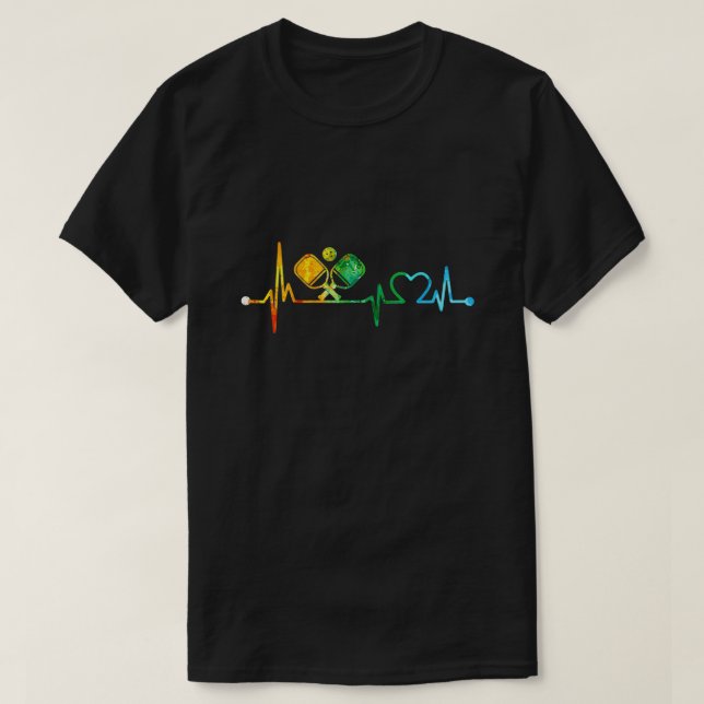 T-SHIRT COULEUR D'EAU DE PICKLEBALL HEARTBEAT (Design devant)