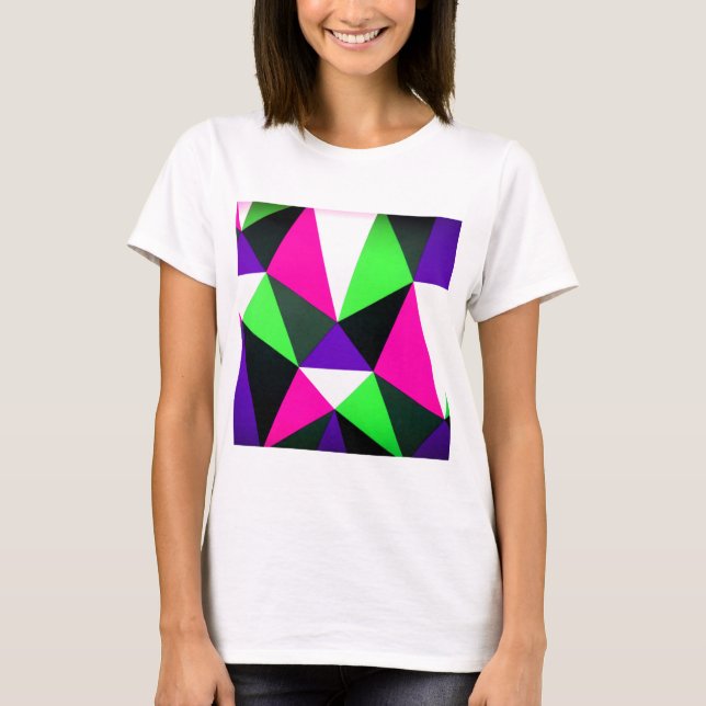 T-shirt Couleur Gras 80's Bloc néon vert rose pourpre (Devant)