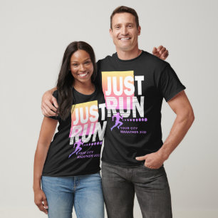T-shirt Couleur Juste Exécuter Marathon Runner Track Race 