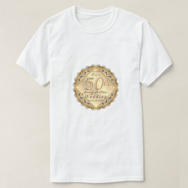 T-shirt couleur or 50e anniversaire de mariage Ros (Design devant)