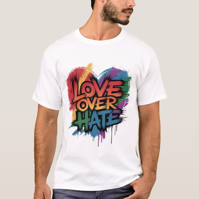 T-shirt Couleurs arc-en-ciel Cœur Amour sur Haine (Devant)