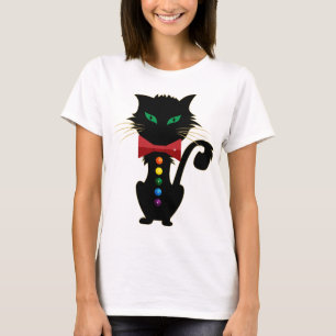 T-shirt Couleurs Arc-en-ciel design de mignon noir chat ve