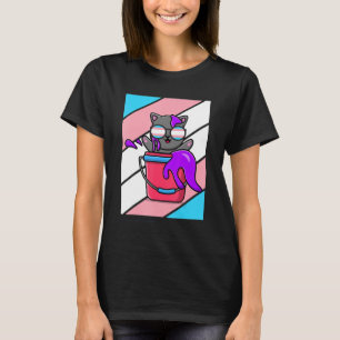 T-shirt Couleurs de la Fierté de chat Drapeau transgenre L