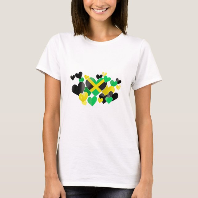 T-shirt - couleurs et coeurs jamaïcains (Devant)