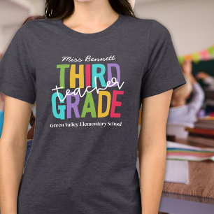 T-shirt Couleurs vives Troisième grade Enseignant Ajouter