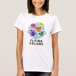 T-shirt Couleurs Volantes amusantes Couleurs des ailes col