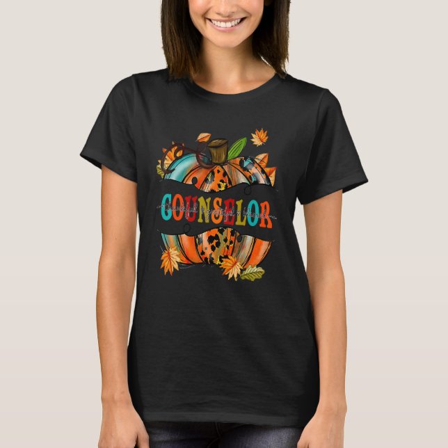 T-shirt Counselor Graphic Pumpkin Autumn Halloween Back To (Devant)