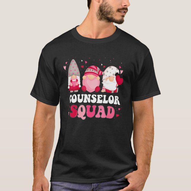 T-shirt Counselor Squad Gnomies Groovy Funny Valentine's d (Devant)