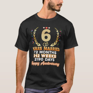 T-shirt Coup De 6 Ans De Marié Heureux 6Ème Anniversaire M