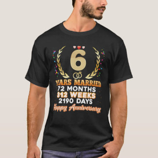 T-shirt Coup De 6 Ans De Marié Heureux 6Ème Anniversaire M