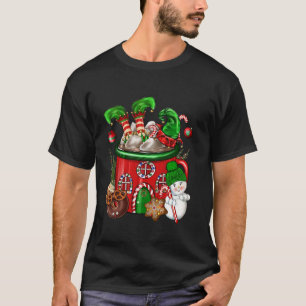 T-shirt Coupe de café de Noël Elf Snowman Boire Café L